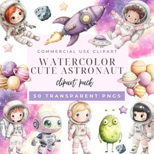 Clipart astronaute rose, clipart espace extra-atmosphérique, fille astronaute, clipart astronaute mignon, astronaute aquarelle, clipart galaxie, téléchargement immédiat.