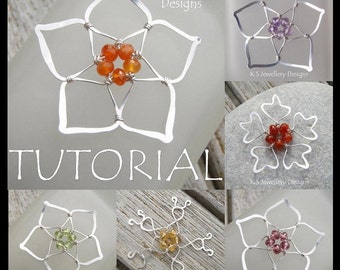 Wire Jewelry Tutorial - FIVE BEAD FLOWERS - Step by Step Wire Wrapping Wirework Instructions - Instant Download