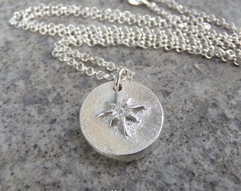 Sterling Silver Sand Casted Pendant - STAR DISC - Handmade Recycled Metalwork Necklace Jewelry Jewellery