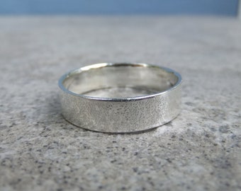 Sterling Silver Textured Wide Band Ring - TEXTURED - Handmade Hand Stamped Metalwork Jewellery - UK size Q / US size 8.25