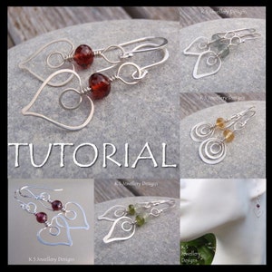 Wire Jewelry Tutorial HAMMERED HEARTS Earrings Step by Step Wire Wrapping Wirework Instructions Instant Download image 1