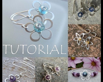 Wire Jewelry Tutorial - WIRE FLOWERS (4 variations, earrings & pendants) - Step by Step Wire Wrapping Wirework - Instant Download