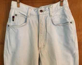 Gitano Jeans White Wash Denim Vintage 80s Tapered Leg, Size 8 Short