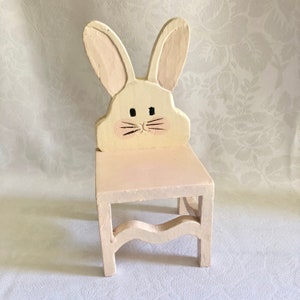 Bunny Rabbit Toy Chair Painted Wood Vintage 80s image 1