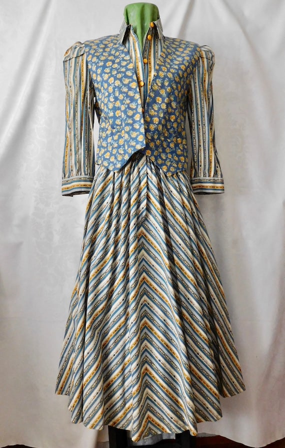 Floral Prairie Dress with Vest Size 4 Jane Schaff… - image 1