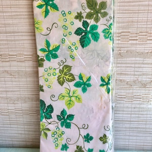 Paper Tablecloth Grape Leaves Design Printed New in Package Rust-Craft 60&quot; x 102&quot; NOS Vintage 1970s