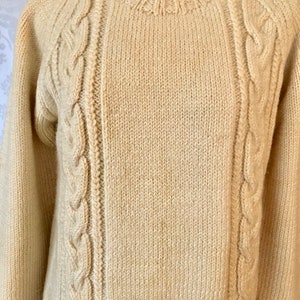 Fisherman Cable Knit Ivory Wool Turtleneck Sweater Size Small Vintage 70s image 5