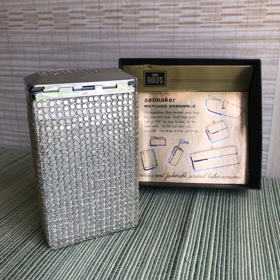 Cigarette Case Silver Metal Mesh Original Box Rol… - image 9