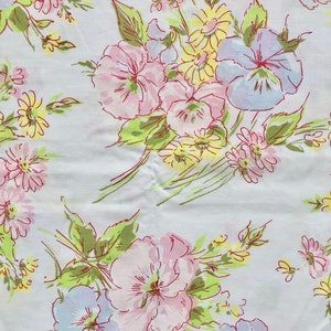 Twin Sheets Pink Floral No-Iron Percale Cotton Two Flat One Fitted Pequot Vintage 1970s