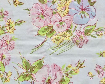 Vintage Twin Sheets Pink Floral No-Iron Percale Cotton Two Flat One Fitted Pequot