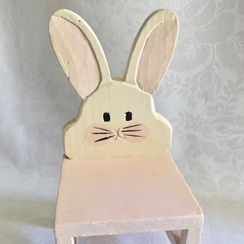 Bunny Rabbit Toy Chair Painted Wood Vintage 80s image 2