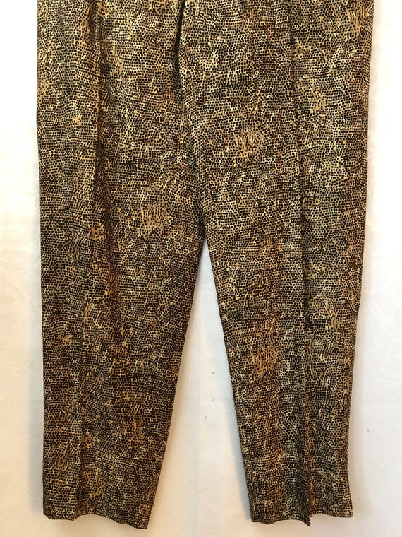 Vintage 80s High Waist Pants Silk Reptile Print S… - image 6