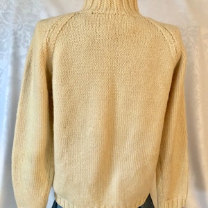 Fisherman Cable Knit Ivory Wool Turtleneck Sweater Size Small Vintage 70s image 8