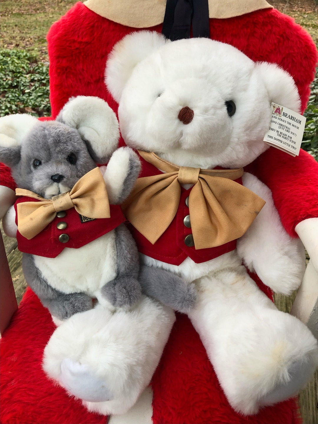 Abearham and Straus Plush Teddy Bear and Mouse Store Promo Toy Vintage