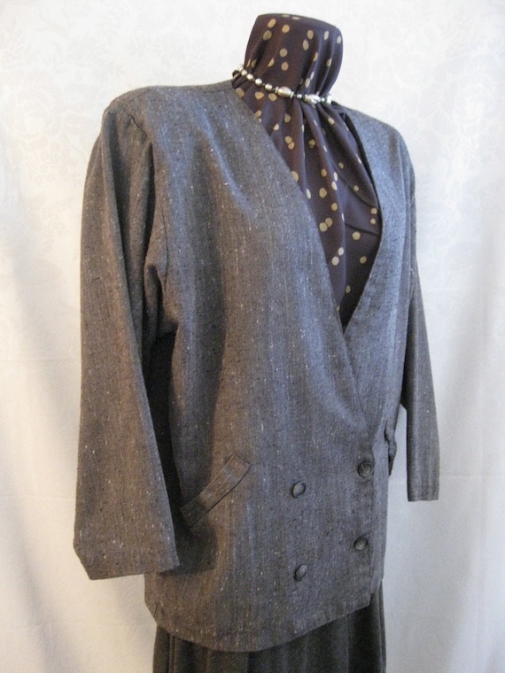 Vintage 80s Gray Lightweight Tweed Boxy Blazer Jac