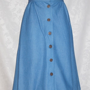 Vintage 70s Denim Skirt Flared Button Front Faux Denim Size Small image 1