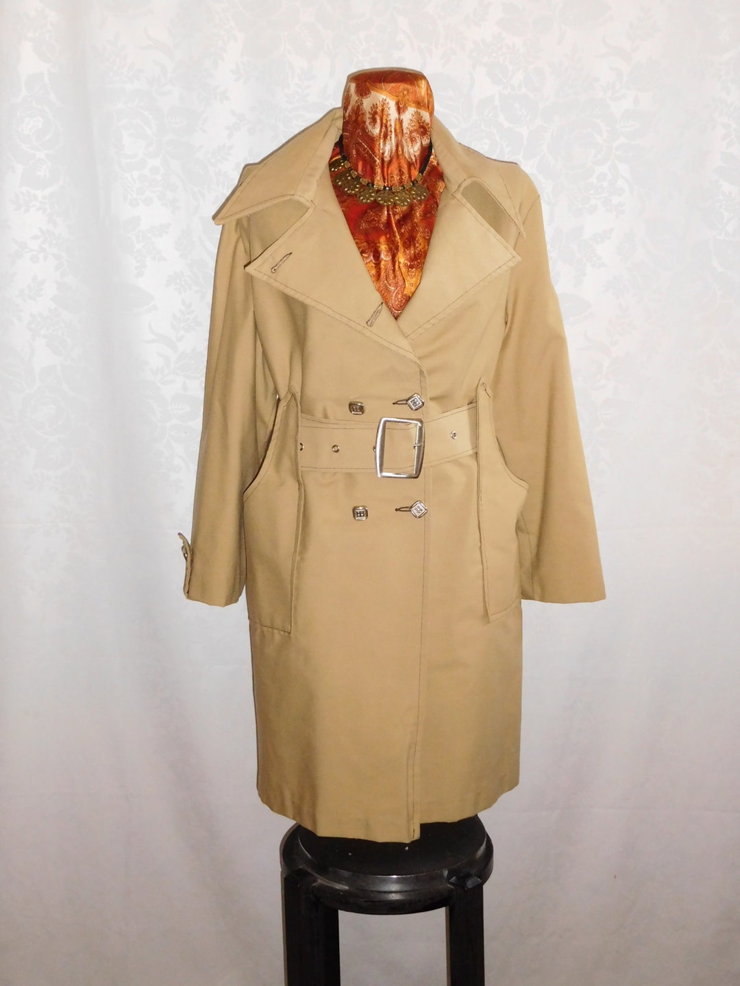 Vintage Rain Coat Trench Coat Khaki Tan Cotton Zip Out Lining Etsy