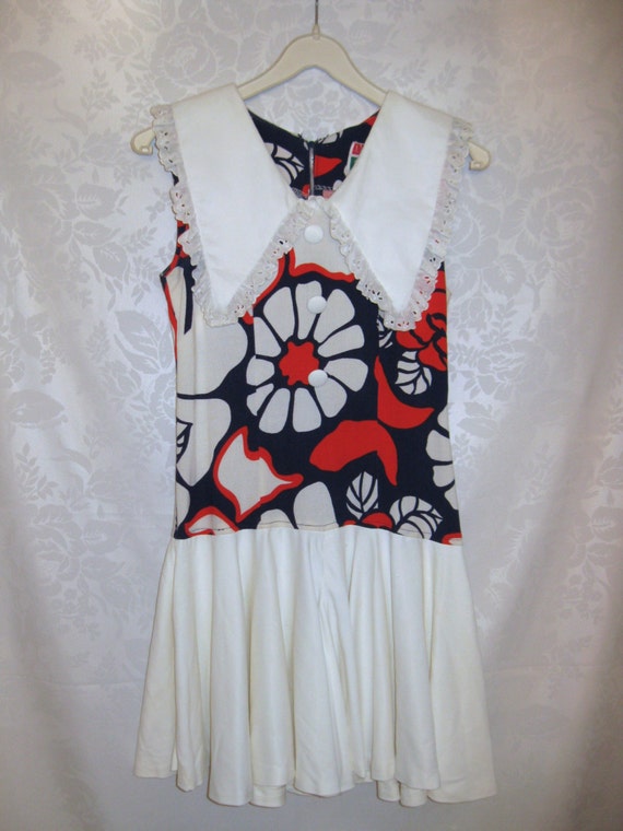 Mod Flower Power Culotte Dress Red White and Blue