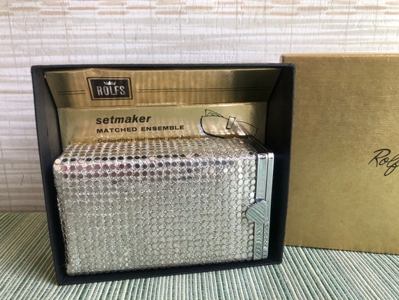 Cigarette Case Silver Metal Mesh Original Box Rol… - image 6