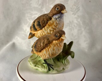 Birds Figurine Bisque Made in Japan Statuette Vintage 70s