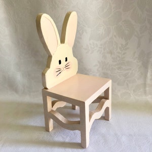 Bunny Rabbit Toy Chair Painted Wood Vintage 80s image 3