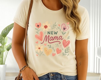 Neue Mama Shirt, erste Mal Mutter Geschenk, Muttertags-T-Shirt, neue Mama T-Shirt mit Blumen, Babypartygeschenk, Schwangerschaftansage, Geschenk vom Ehemann