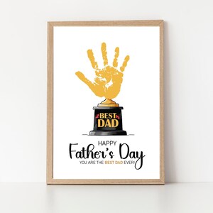 Regalo de huella de mano para el Día del Padre, Arte con huella de mano, Manualidad con huella de mano para recordar al mejor papá, Actividad con huella de mano para niños en edad preescolar, El mejor papá del mundo
