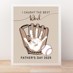 Cadeau Empreinte pour la Fête des Pères – “J’ai Attrapé le Meilleur Papa” Baseball à Imprimer | Souvenir pour Enfants, Cadeau DIY pour Papa