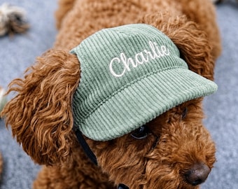 Gorra de béisbol personalizada para perros, gorro bordado a medida con nombre para mascotas, gorros de pana con orificios para las orejas, regalo para amantes de los perros.