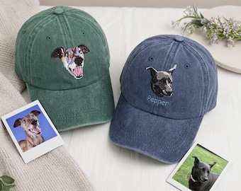 Personalized Pet Portrait Baseball Hat, Custom Dog Face Embroidery Cap, Pet Memorial Gift, Vintage Hat for Pet Owners