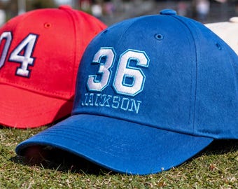 Personalized College Sports Hats, Custom Embroidered Name Baseball Cap, Varsity Team Hat, Sports Team Cap