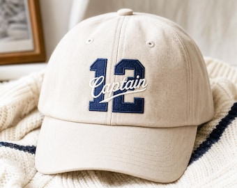 Custom Varsity Hat, Personalized Name & Number Baseball Cap, Embroidered College Sports Hat, Team Gift