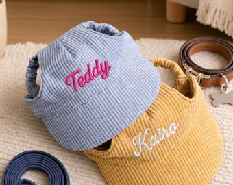 Personalized Pet Baseball Cap, Sun Protection Dog Visor, Embroidered Corduroy Dogs Hat, Gift for Dog Owners