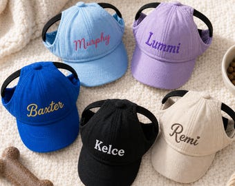Custom Dog Hat with Ear Holes, Personalized Pet Baseball Cap, Sun Protection Dog Visor, Dog Accessories Gift