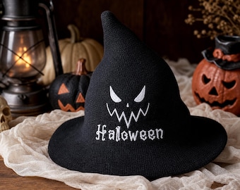 Personalized Witch Hat, Custom Embroidered Name Halloween Hats, Witch Costume Accessory