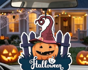 Personalized Halloween Car Scent Tags, Custom Team Logo & Slogan, Spooky Air Fresheners, Christmas Tree Ornament, Team Gift