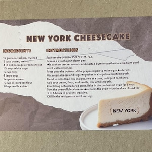 Novo cartão postal 4x6 Cheesecake de Nova York, série de receitas famosas dos 50 estados