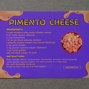 Neue Postkarte 4x6 Georgia Pimento Käse 50 Staaten berühmte Rezeptserie