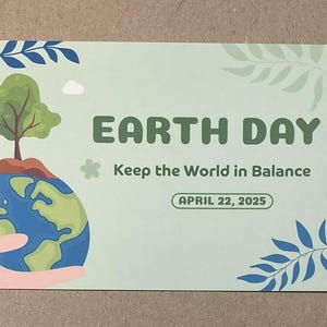 Novo cartão postal 4x6, cartão comemorativo do Dia da Terra, 22 de abril de 2025