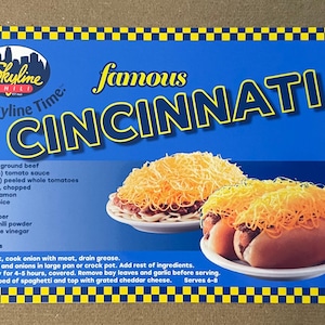 Nouvelle carte postale 4 x 6 Cincinnati Ohio Skyline Chili 50 States célèbre série de recettes