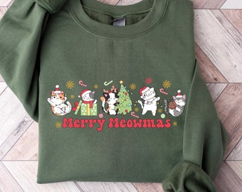 Meowy Christmas Sweatshirt,Happy Cat Year Shirt,Funny Christmas Cat Shirt,Cat Christmas Sweatshirt,Cats Sweatshirt,Cat Lover Christmas Shirt