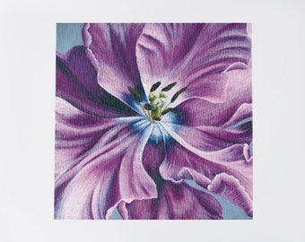 Pink and Purple Tulip, 11" x 14” ready to frame Acrylic Painting, Flower Art Print