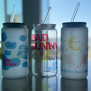 Debi Tirar Mas Fotos Bad Bunny  Glass Tumblers, Set of 3