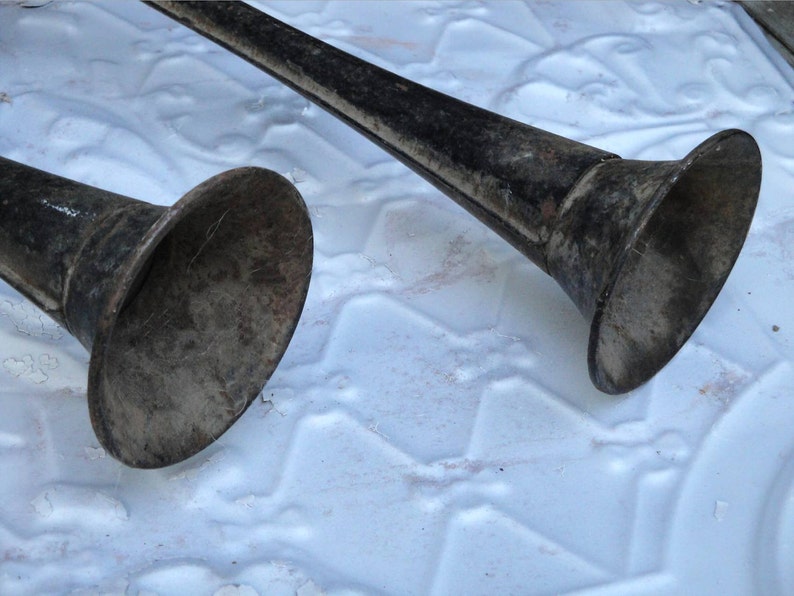 Vintage Antique Double Trumpet Car Horn Industrial Steampunk Etsy