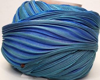 1/2 yd Silk Ribbon Shibori Girls Hand Dyed Silk Ribbon Lapis Sky