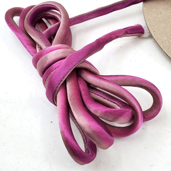 1/4" 3 yds Silk Cord Silk Ribbon Roses fanées teintes à la main