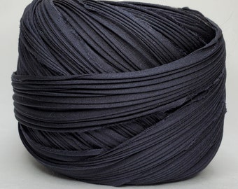 1/2 yd Shibori Ribbon Hand Dyed Silk Ribbon Black Lava