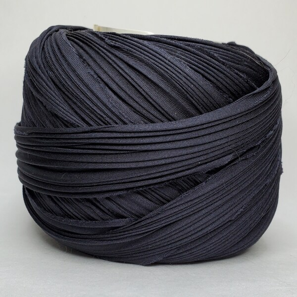 1 yd Shibori Ribbon Hand Dyed Silk Ribbon Black Lava