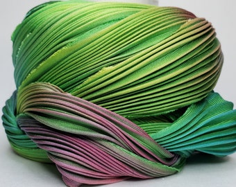 1/2 yd Shibori Ribbon Hand Dyed Silk Ribbon Sea Green Bor Shibori Girl Hand Dyed Silk Ribbon