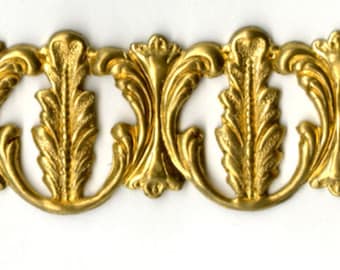 6" Brass Banding - Fancy Acanthus Flourish Metal Strip Gallery Wire